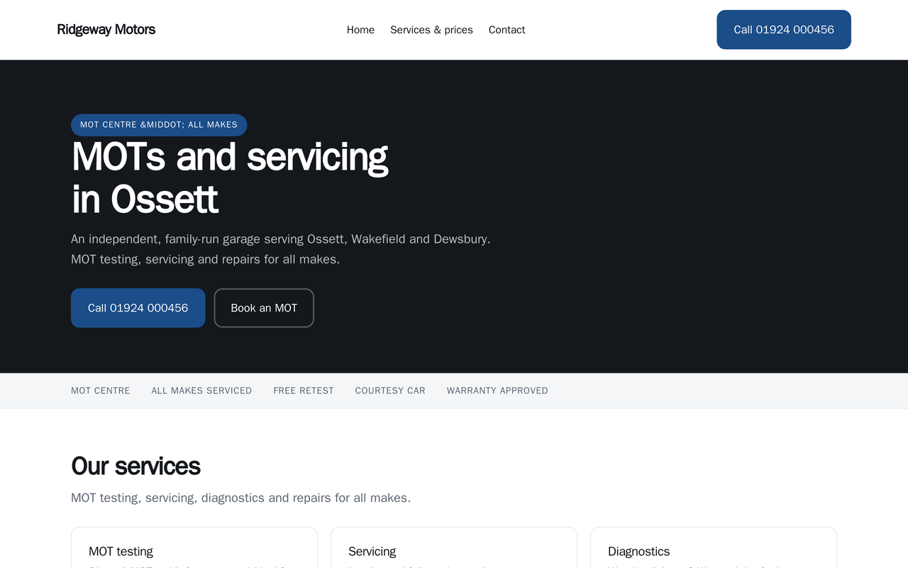 The the garage. website template