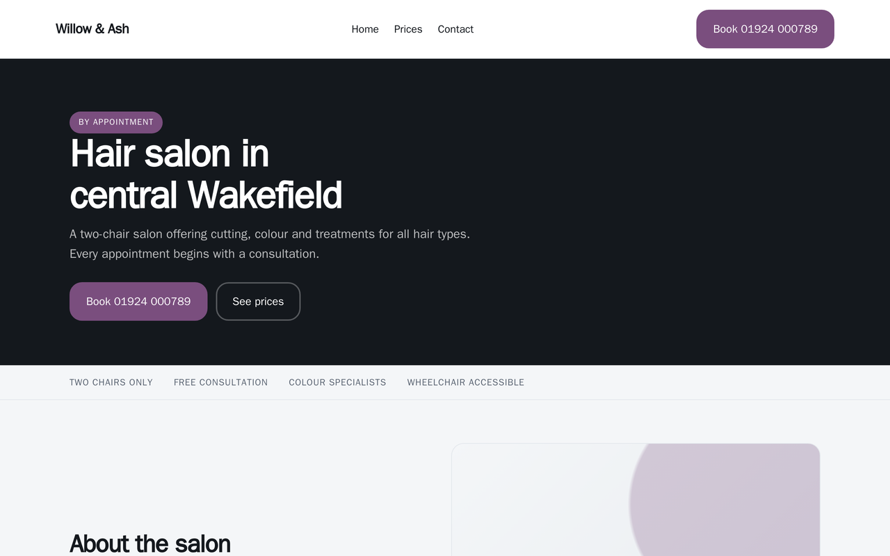 The the salon. website template